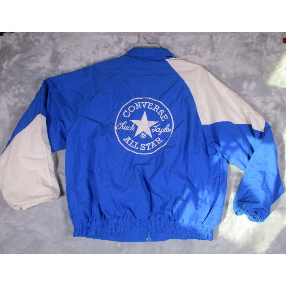 Vtg Converse All Star Chuck Taylor Full Zipper Windbreaker Jacket Size Mens XL